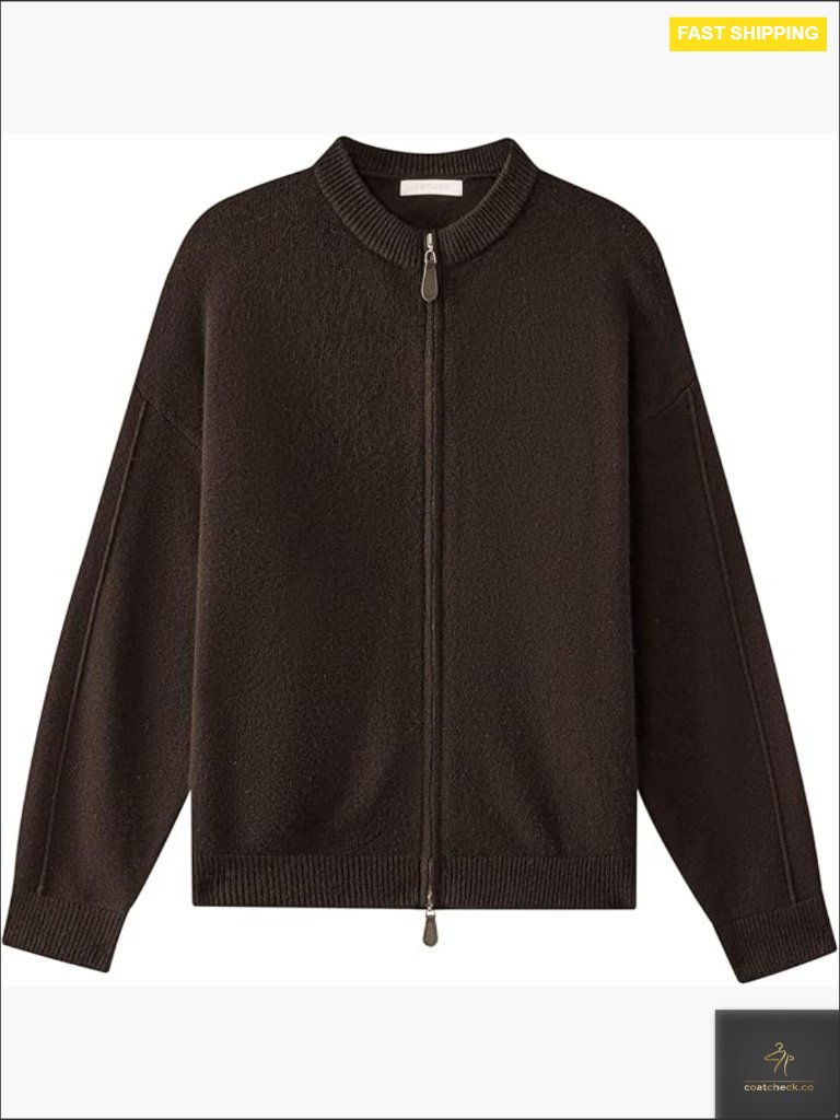 Merino Wool Zip Up Cardigan Oversized Chunky Knit Sweater Jacket Double Zipper